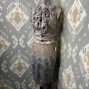 Ralph Lauren Bleeker Gray Multi Seed Bead Floral Motif Pencil Skirt